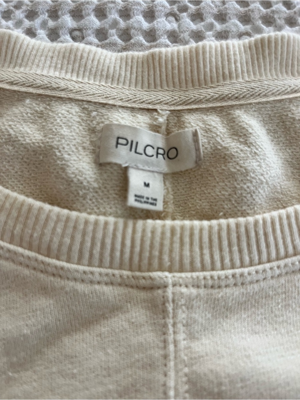 Pilcro Anthropologie Cream Twist-Front‎ Pullover sweatshirt - Picture 4 of 13
